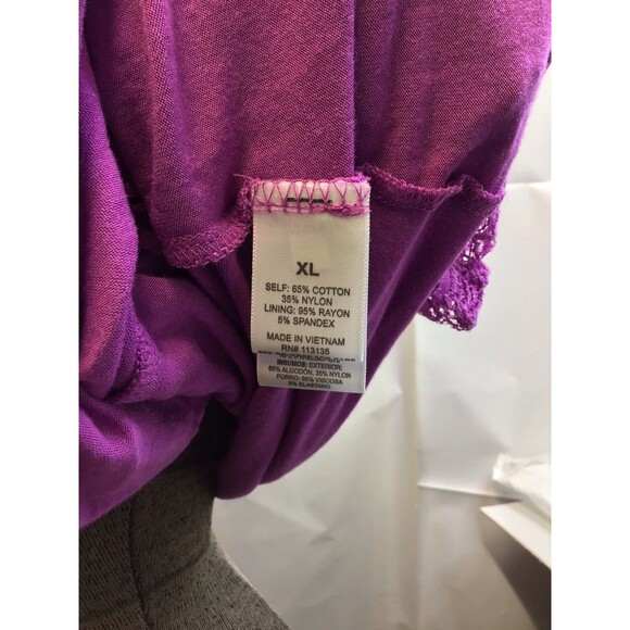 Leo And Nicole Short Sleeve Shirt,Size XL,Eyelet Floral Shell W/Liner - Picture 4 of 5